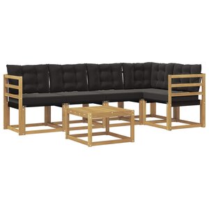 vidaXL Ensemble de canapés d'extérieur 6 pc Blanc et noir
