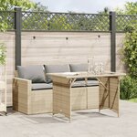 vidaXL Ensemble à manger de jardin et coussins 2 Pièces beige poly rotin
