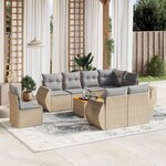 vidaXL Salon de jardin avec coussins 9 Pièces beige résine tressée