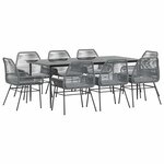 vidaXL Ensemble à manger jardin coussins 9 Pièces gris poly rotin verre