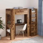 vidaXL Cadre de lit superposé avec bureau Bois ancien 75 x 190 cm