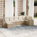 vidaXL Salon de jardin avec coussins 7 Pièces beige résine tressée