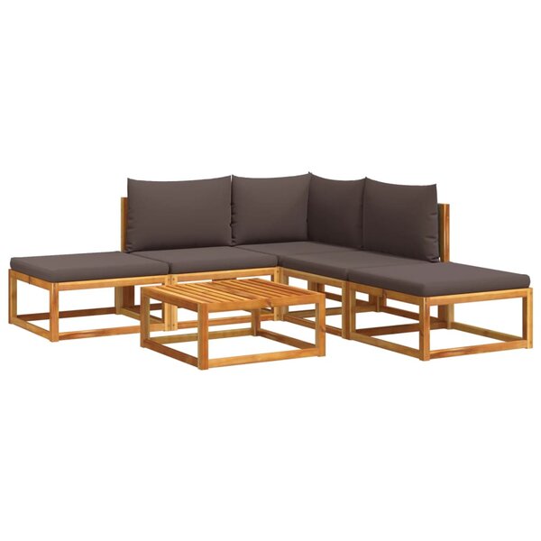 vidaXL Salon de jardin avec coussins 6 Pièces bois d'acacia solide