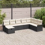 vidaXL Ensemble de canapé de jardin avec coussin 8 Pièces Noir et crème