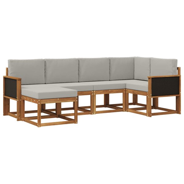 vidaXL Ensemble de canapés d'extérieur 6 pc Naturel et gris clair