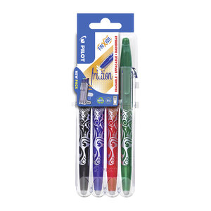 Stylo roller pilot frixion ball effaçable écriture fine - set de 4 couleurs classiques