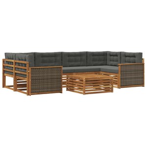 vidaXL Ensemble de canapés d'extérieur 7 pc Naturel et Anthracite