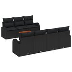 Ensemble de jardin 8 pièces avec coussins noir poly rotin