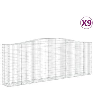 vidaXL Paniers à gabions arqués 9 Pièces 400x50x140/160 cm Fer galvanisé