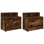 vidaXL Tables de chevet avec tiroir 2 Pièces chêne fumé 51x31x47 cm