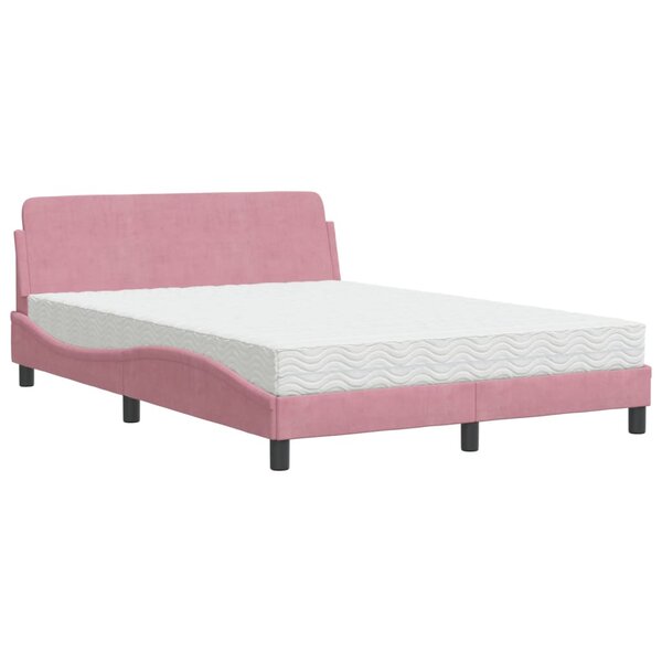 vidaXL Lit avec matelas rose 140x190 cm velours