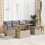 vidaXL Salon de jardin avec coussins 6 Pièces beige résine tressée