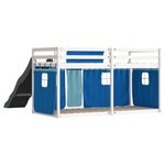 vidaXL Lit superposé sans matelas avec toboggan et rideaux 90x190 cm