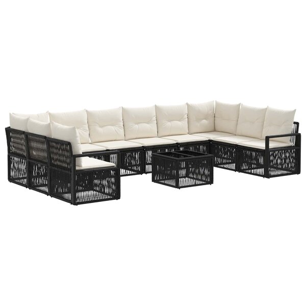 vidaXL Ensemble de canapé de jardin 11 Pièces Noir polyrotin