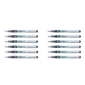 Stylo plume jetable v-pen effaçable vert x 12 pilot