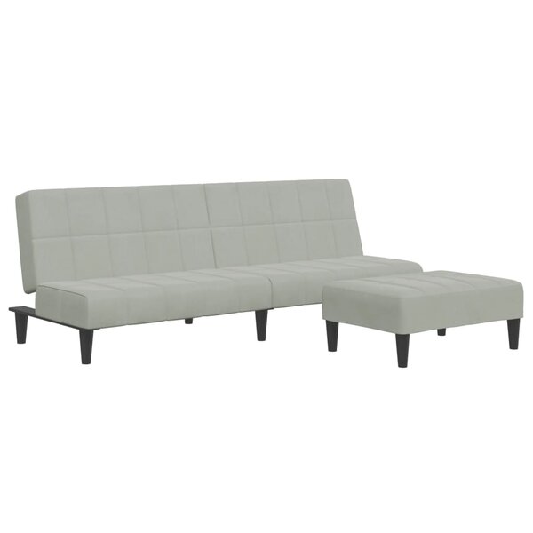 vidaXL Canapé-lit à 2 places avec repose-pied gris clair velours