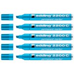 Marqueur Permanent 2200C Corps Alu Pointe Biseau Bleu clair 1-5 mm x 5 EDDING