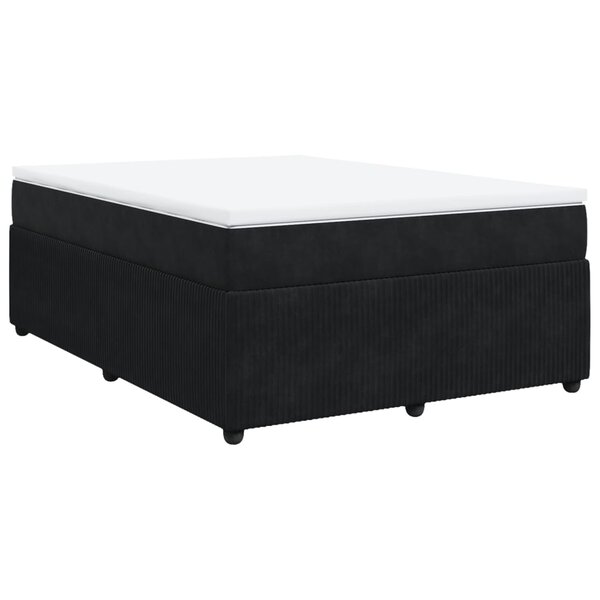 vidaXL Sommier à lattes de lit avec matelas Noir 140x200 cm Velours