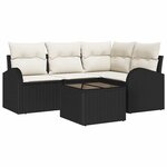 vidaXL Ensemble de canapé de jardin avec coussin 5 Pièces Noir Poly rotin