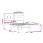 vidaXL Cadre de lit en métal sans matelas chêne fumé 150x200 cm