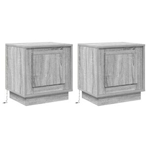 vidaXL Cabinet de chevet avec 2 Pièces Gris 44 x 34 5 x 45 cm