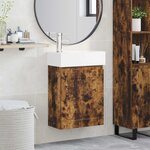 vidaXL Meuble de salle de bain avec robinet Chêne fumé
