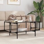 vidaXL Table basse avec dessus en verre noir 98 5x50x45 cm acier