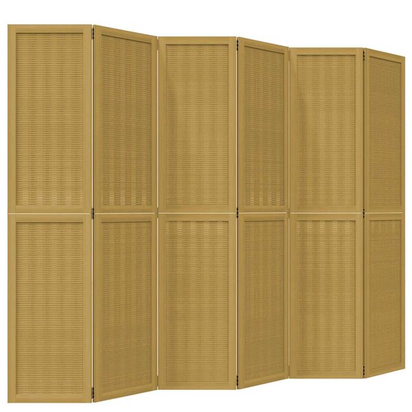 vidaXL Cloison de séparation 6 panneaux marron bois paulownia massif