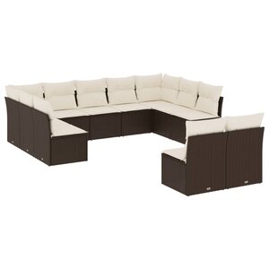 vidaXL Salon de jardin et coussins 11 Pièces marron résine tressée