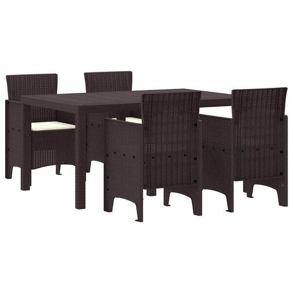 vidaXL Ensemble de salle à manger pour jardin 5 Pièces Marron Rattan Polt