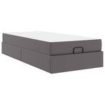 vidaXL Cadre de lit avec matelas Gris 90 x 200 cm Faux cuir
