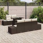 vidaXL Ensemble de canapé de jardin avec coussin 6 Pièces Marron  Crème