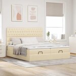 VidaXL Cadre de lit ottoman avec matelas crème 180x200 cm tissu
