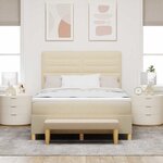 vidaXL Lit à ressorts avec matelas Crème 140 x 190 cm tissu