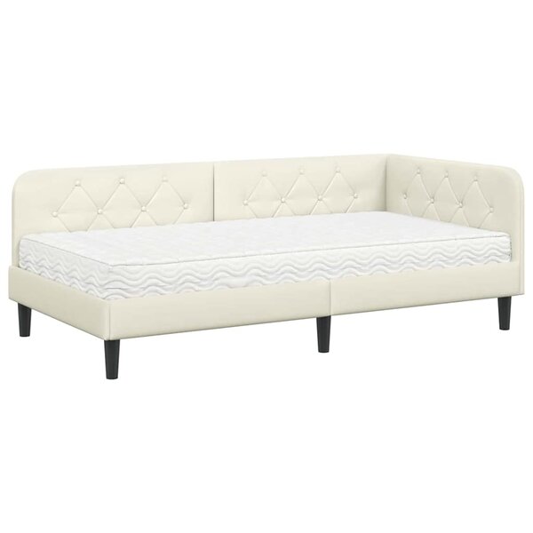 vidaXL Cadre de lit d'angle Crème 100 x 200 cm Velours