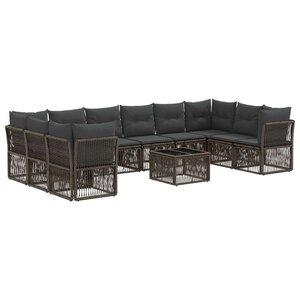 vidaXL Ensemble de canapé de jardin 11 Pièces Gris polyrotin