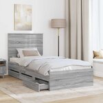 vidaXL Cadre de lit Gris Sonoma 90 x 200 cm Bois Ingénierie
