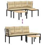 vidaXL Ensemble de banc de jardin avec coussins 3 Pièces noir