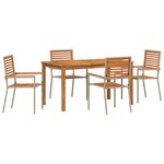 Ensemble de salle à manger de jardin de 5 pièces vidaXL en poly rotin beige et acacia