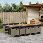 vidaXL Ensemble à manger de jardin 11 Pièces coussins gris résine tressée