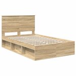 vidaXL Cadre de lit Chêne Sonoma 135 x 190 cm Bois de pin massif