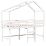 vidaXL Lit superposé et échelle et toit blanc 90x190cm bois pin massif