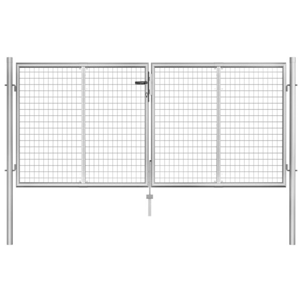 vidaXL Porte de jardin Acier galvanisé 306x150 cm Argenté