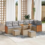 vidaXL Ensemble de canapé de jardin 9 Pièces Beige et Gris clair