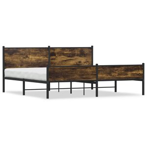 vidaXL Cadre de lit en métal sans matelas chêne fumé 193x203 cm
