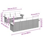 vidaXL Ensemble de Canapés de Jardin 8 Pièces avec Coussins Gris en Rotin Poly