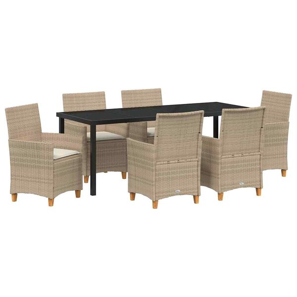 vidaXL Ensemble de salle à manger pour jardin 7 Pièces Beige polyrotin