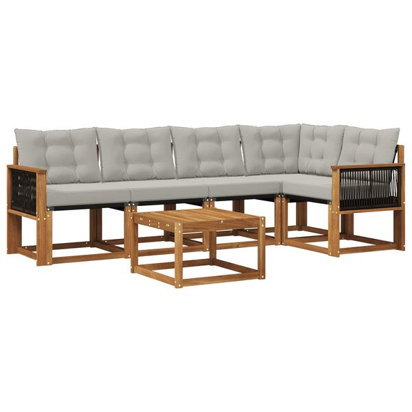 vidaXL Ensemble de canapés d'extérieur 6 pc Naturel et gris clair
