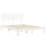 vidaXL Cadre de lit avec tête de lit blanc King Size bois massif