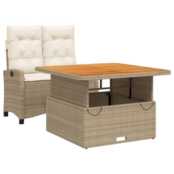 vidaXL Ensemble à manger de jardin et coussins 2 Pièces beige poly rotin